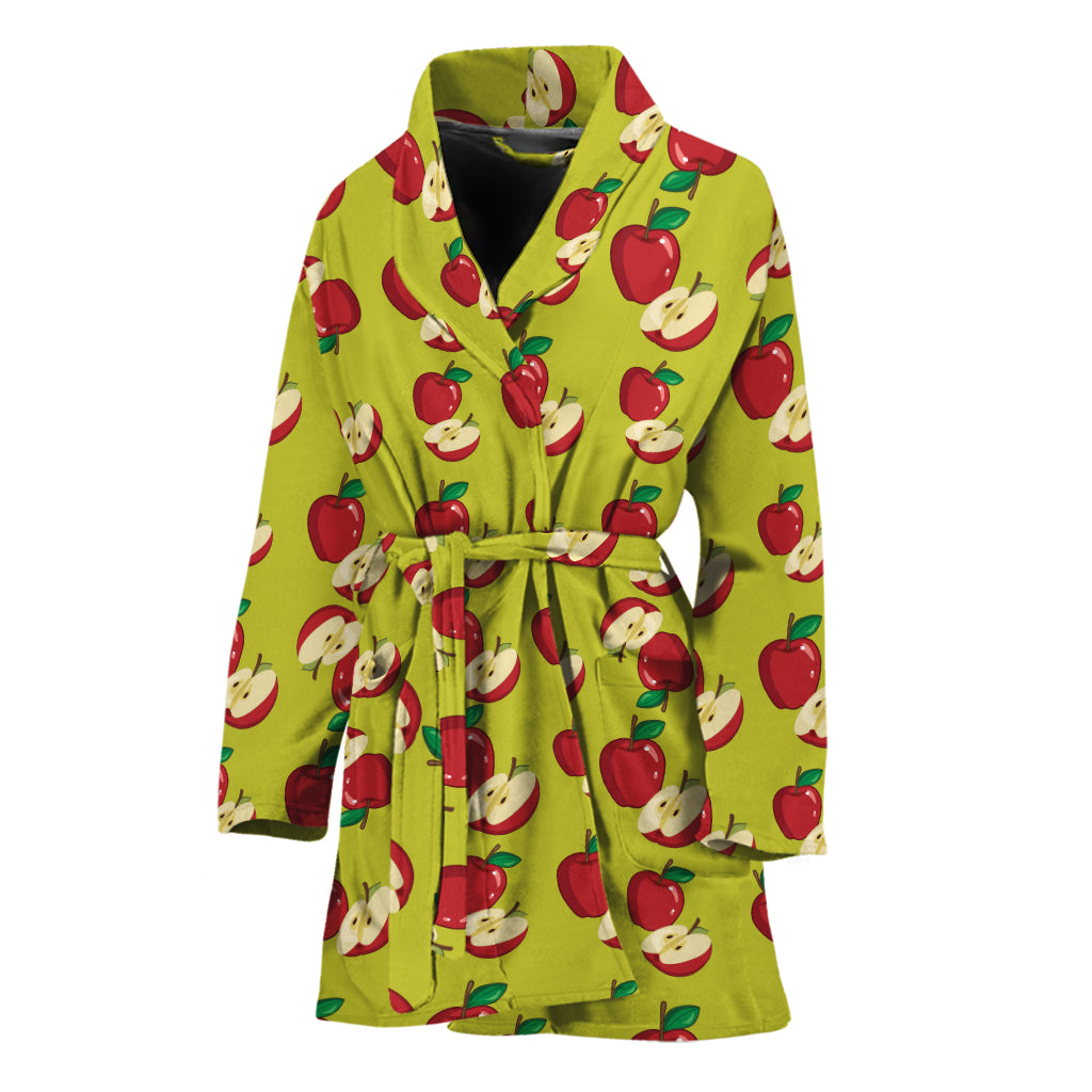 Red Apple Fruit Pattern Print Women's Bathrobe