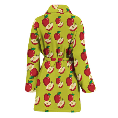 Red Apple Fruit Pattern Print Women's Bathrobe