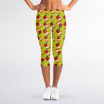 Red Apple Fruit Pattern Print Women's Capri Leggings