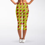 Red Apple Fruit Pattern Print Women's Capri Leggings