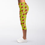 Red Apple Fruit Pattern Print Women's Capri Leggings