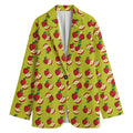 Red Apple Fruit Pattern Print Women's Cotton Blazer