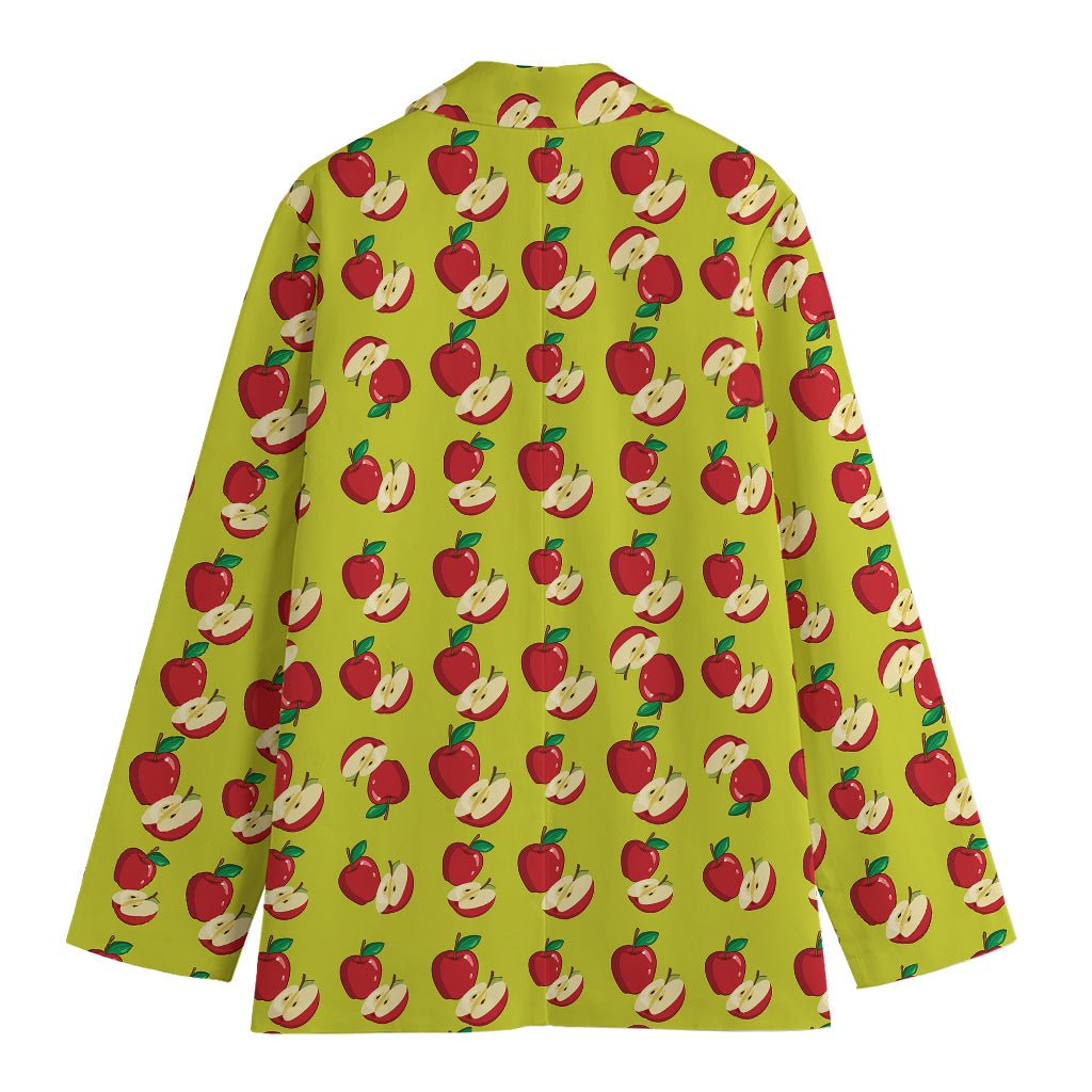 Red Apple Fruit Pattern Print Women's Cotton Blazer