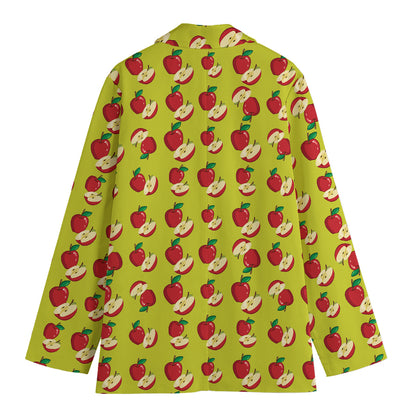 Red Apple Fruit Pattern Print Women's Cotton Blazer