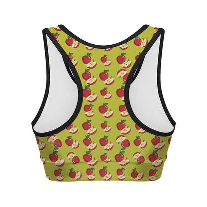 Red Apple Fruit Pattern Print Women's Sports Bra