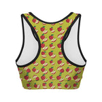 Red Apple Fruit Pattern Print Women's Sports Bra