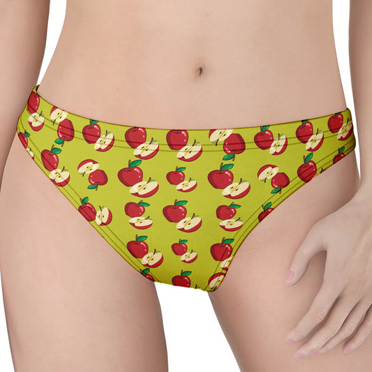 Red Apple Fruit Pattern Print Women's Thong