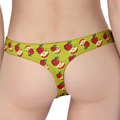 Red Apple Fruit Pattern Print Women's Thong