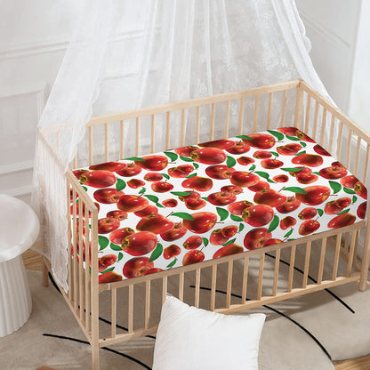 Red Apple Pattern Print Baby Crib Sheet