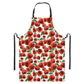 Red Apple Pattern Print Bib Apron With Pocket