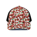 Red Apple Pattern Print Black Mesh Trucker Hat
