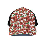 Red Apple Pattern Print Black Mesh Trucker Cap