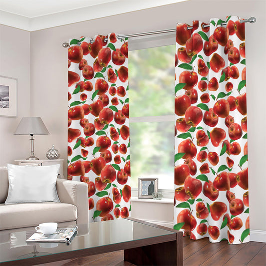 Red Apple Pattern Print Blackout Grommet Curtains