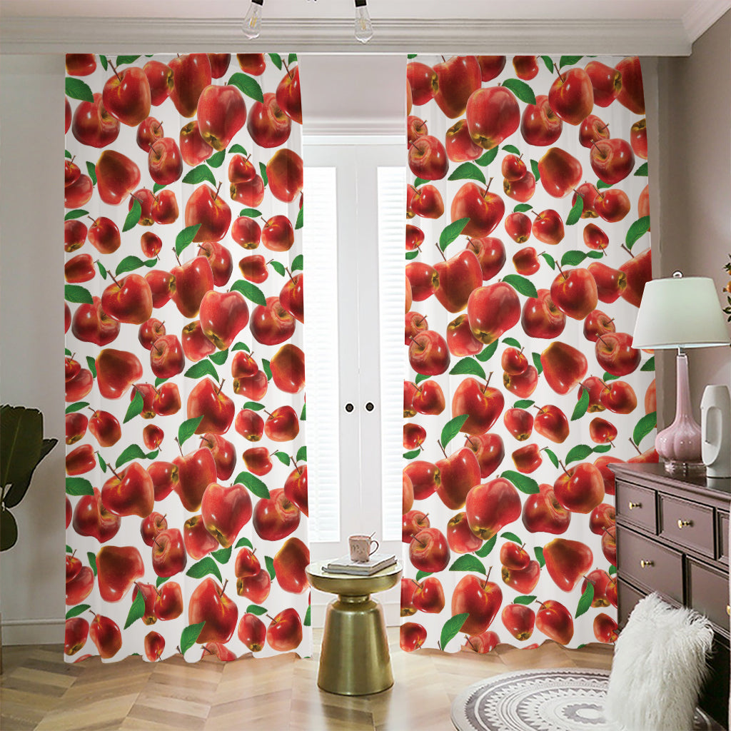 Red Apple Pattern Print Blackout Pencil Pleat Curtains