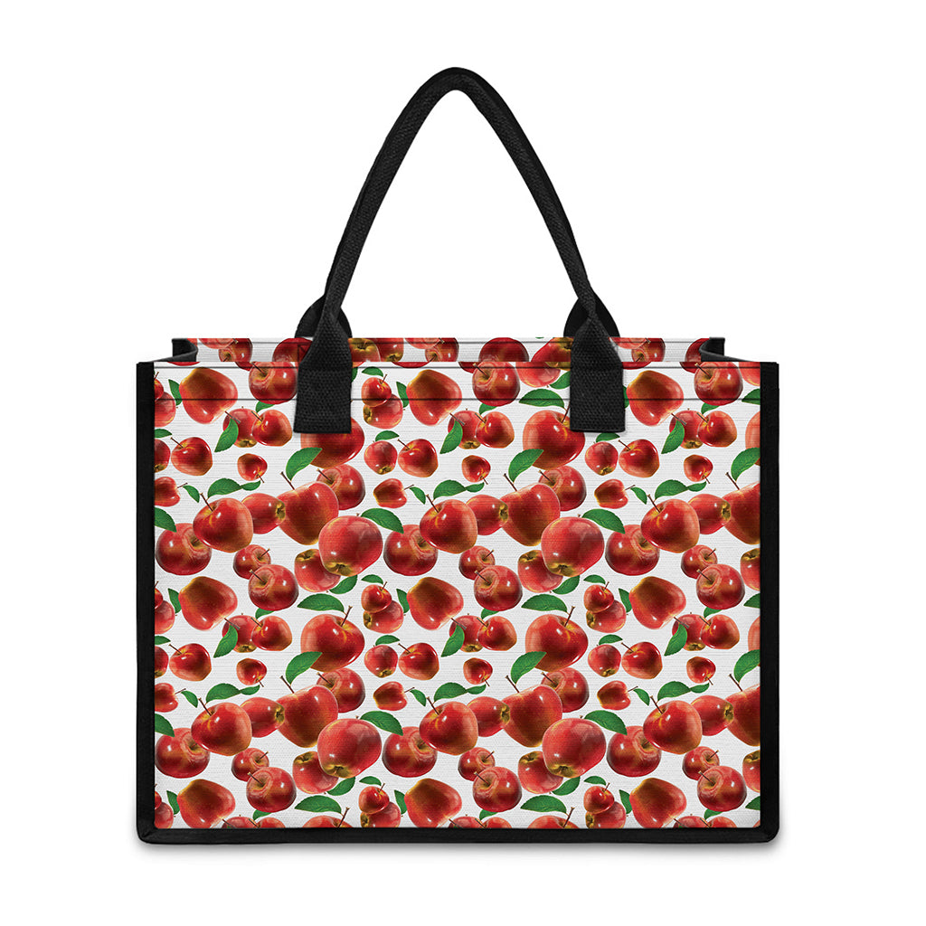 Red Apple Pattern Print Canvas Tote Bag