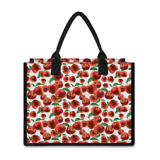 Red Apple Pattern Print Canvas Tote Bag