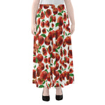 Red Apple Pattern Print Chiffon Maxi Skirt