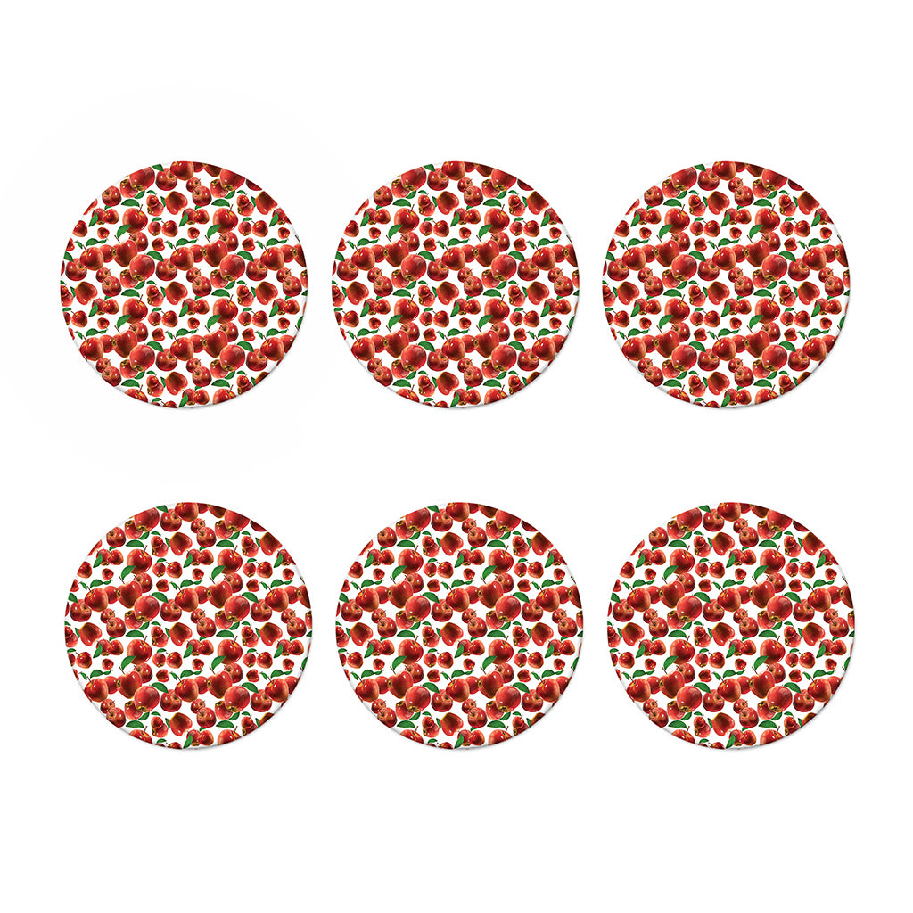 Red Apple Pattern Print Coaster Set