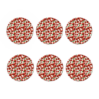 Red Apple Pattern Print Coaster Set