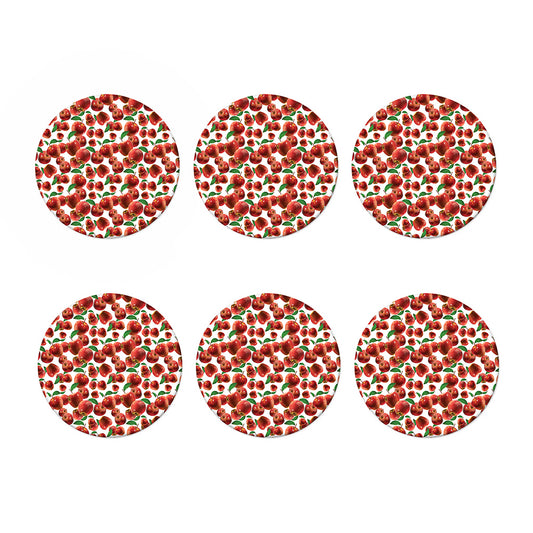 Red Apple Pattern Print Coaster Set