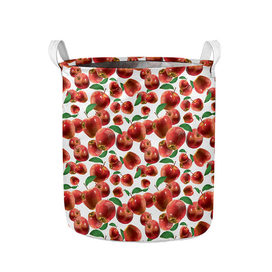 Red Apple Pattern Print Collapsible Laundry Basket