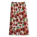 Red Apple Pattern Print Cotton Front Slit Maxi Skirt