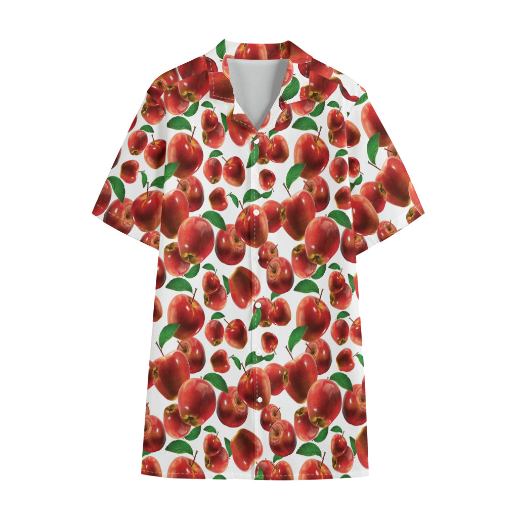 Red Apple Pattern Print Cotton Hawaiian Shirt