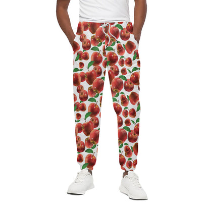 Red Apple Pattern Print Cotton Pants