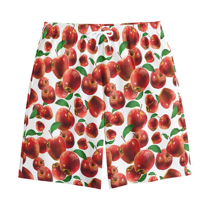 Red Apple Pattern Print Cotton Shorts