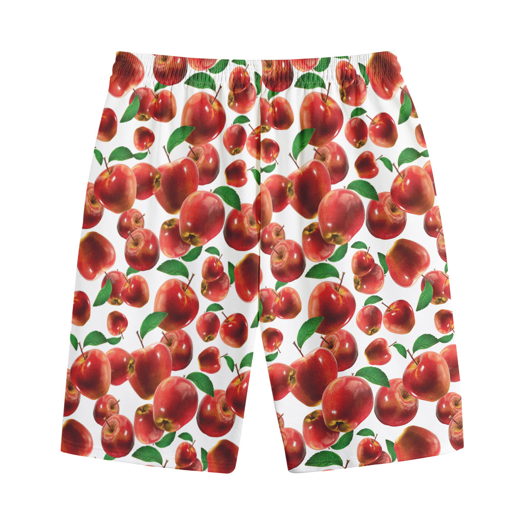 Red Apple Pattern Print Cotton Shorts