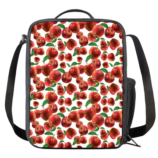 Red Apple Pattern Print Crossbody Lunch Bag