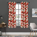 Red Apple Pattern Print Grommet Curtain Panels