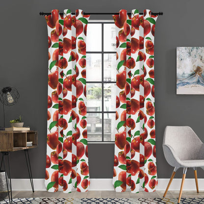 Red Apple Pattern Print Curtain