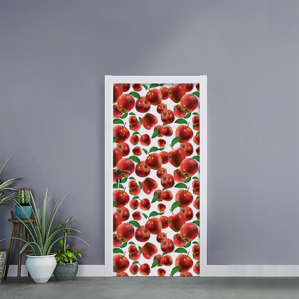 Red Apple Pattern Print Door Sticker