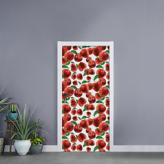 Red Apple Pattern Print Door Sticker