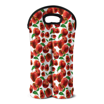 Red Apple Pattern Print Double Neoprene Wine Tote