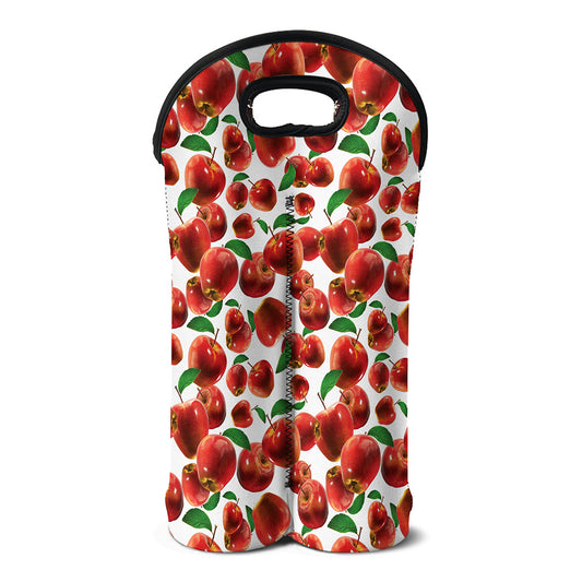 Red Apple Pattern Print Double Neoprene Wine Tote