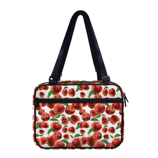 Red Apple Pattern Print Double Strap Bible Bag