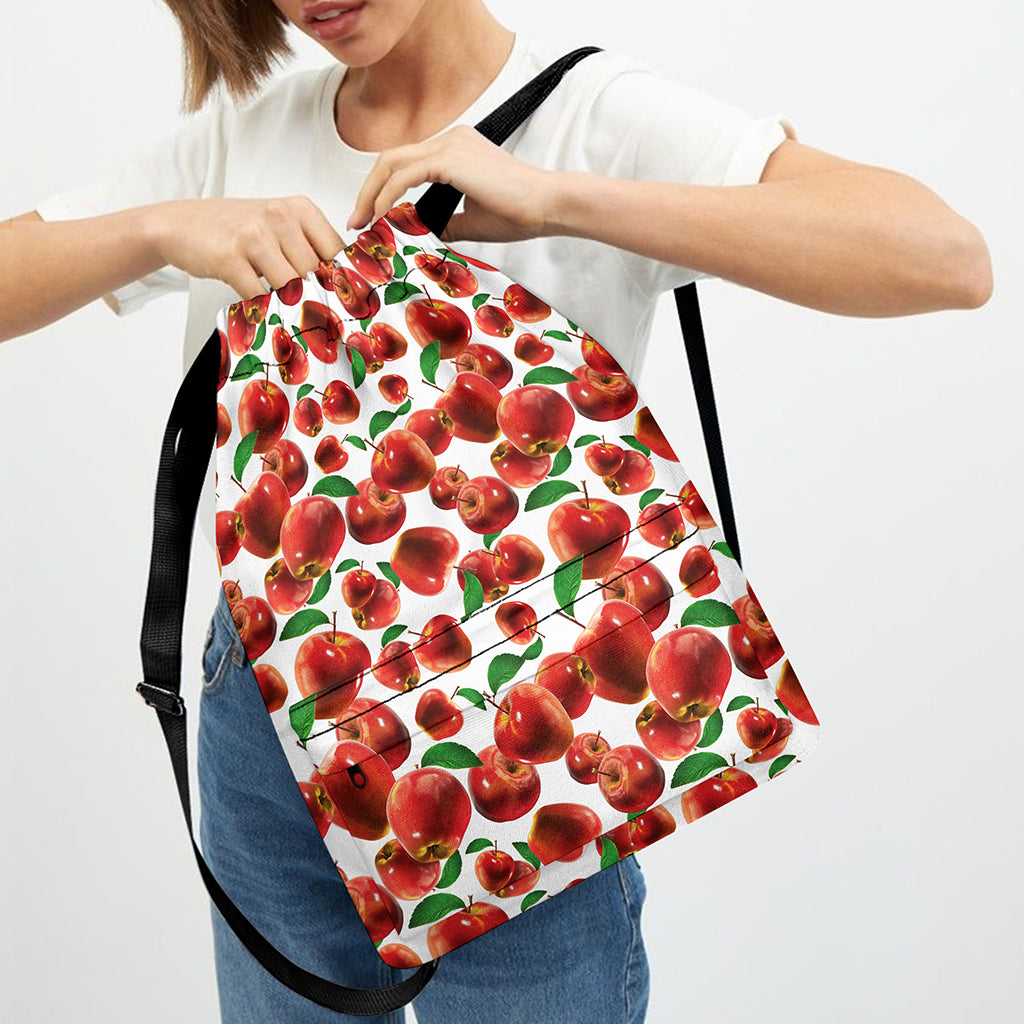 Red Apple Pattern Print Drawstring Backpack