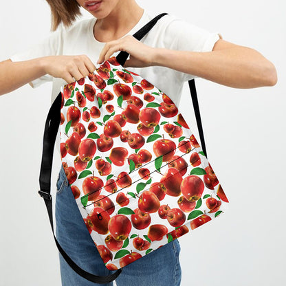 Red Apple Pattern Print Drawstring Backpack