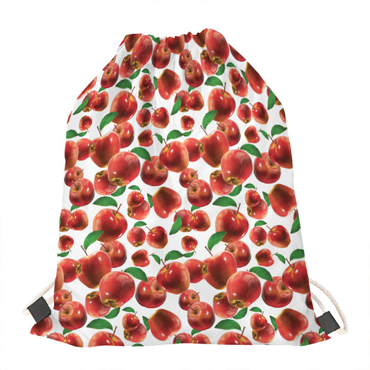 Red Apple Pattern Print Drawstring Bag