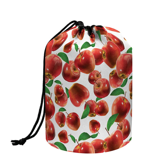 Red Apple Pattern Print Drawstring Makeup Bag