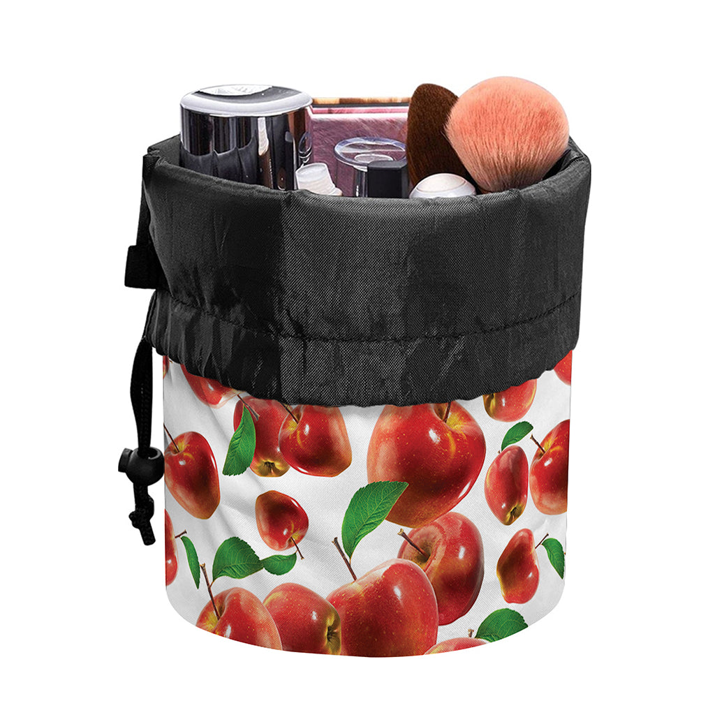 Red Apple Pattern Print Drawstring Makeup Bag