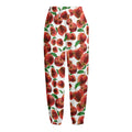 Red Apple Pattern Print Fleece Lined Knit Pants