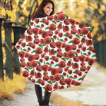 Red Apple Pattern Print Foldable Umbrella