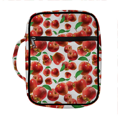 Red Apple Pattern Print Front Pocket Bible Bag