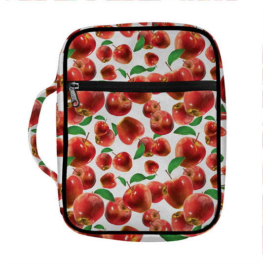Red Apple Pattern Print Front Pocket Bible Bag