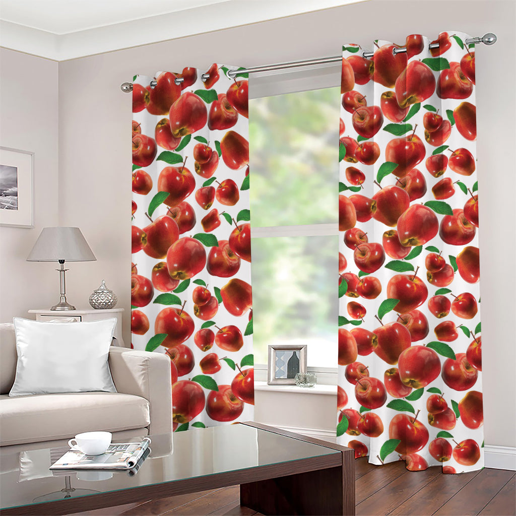 Red Apple Pattern Print Grommet Curtains