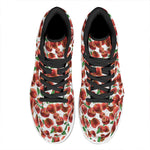 Red Apple Pattern Print High Top Leather Sneakers