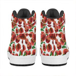 Red Apple Pattern Print High Top Leather Sneakers